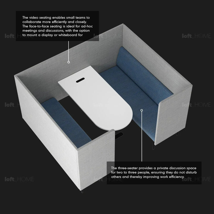 Minimalist fabric highback av conference 3 seater sofa santo in real life style.