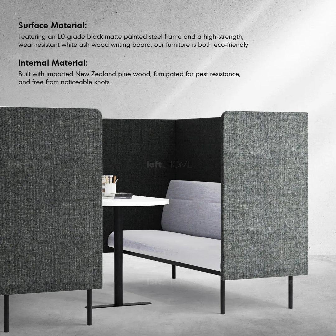 Minimalist fabric highback av conference 3 seater sofa santo with context.