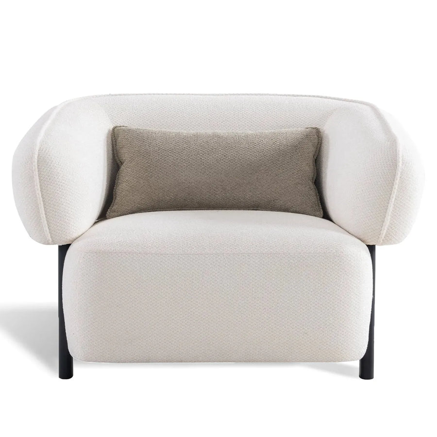 Cream mixed weave fabric 1 seater sofa callee in white background.