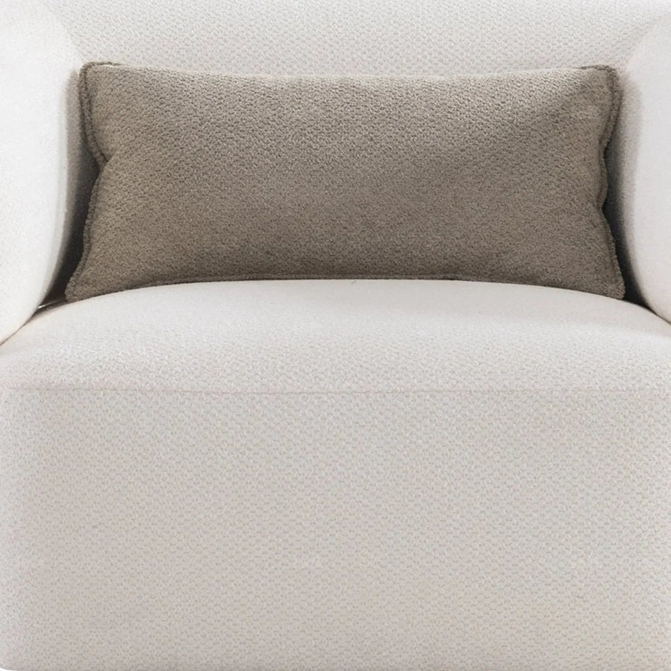 Cream mixed weave fabric 1 seater sofa callee color swatches.