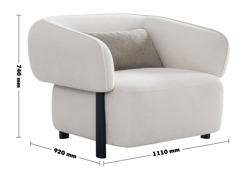 Cream Mixed Weave Fabric 1 Seater Sofa CALLEE Size Chart