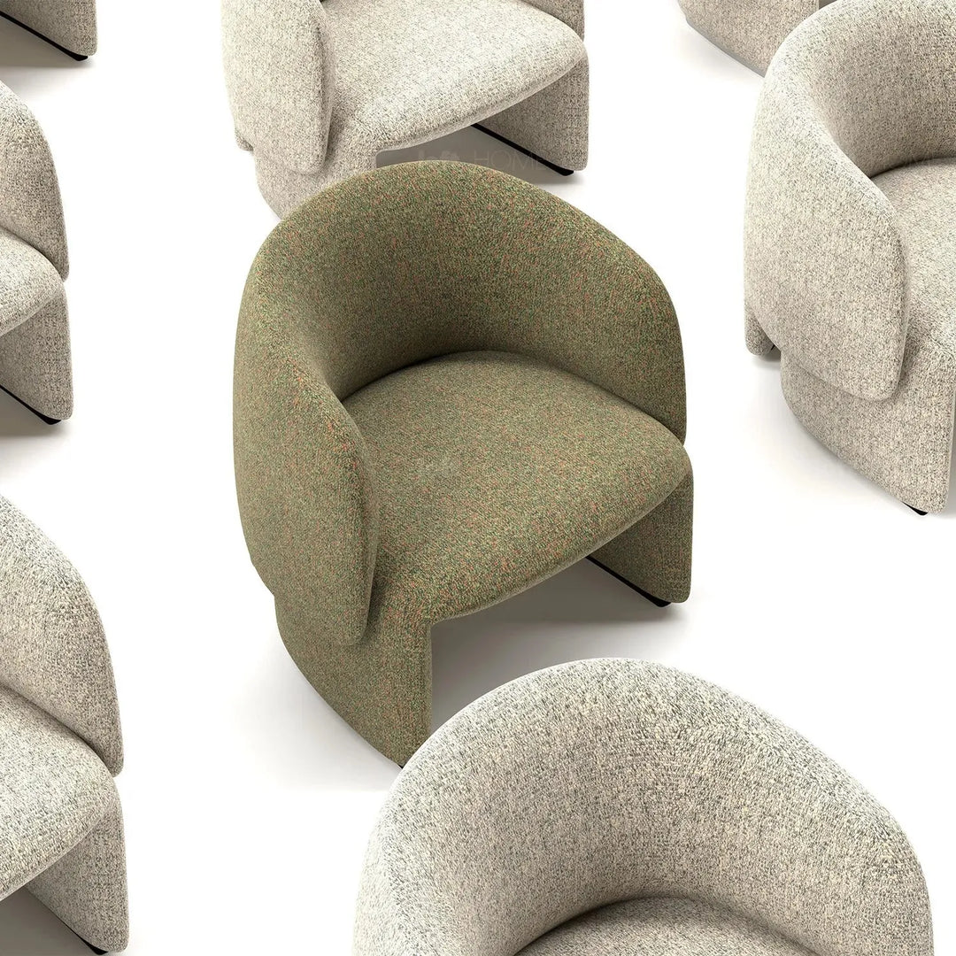 Minimalist mixed weave fabric 1 seater sofa elephant layered structure.