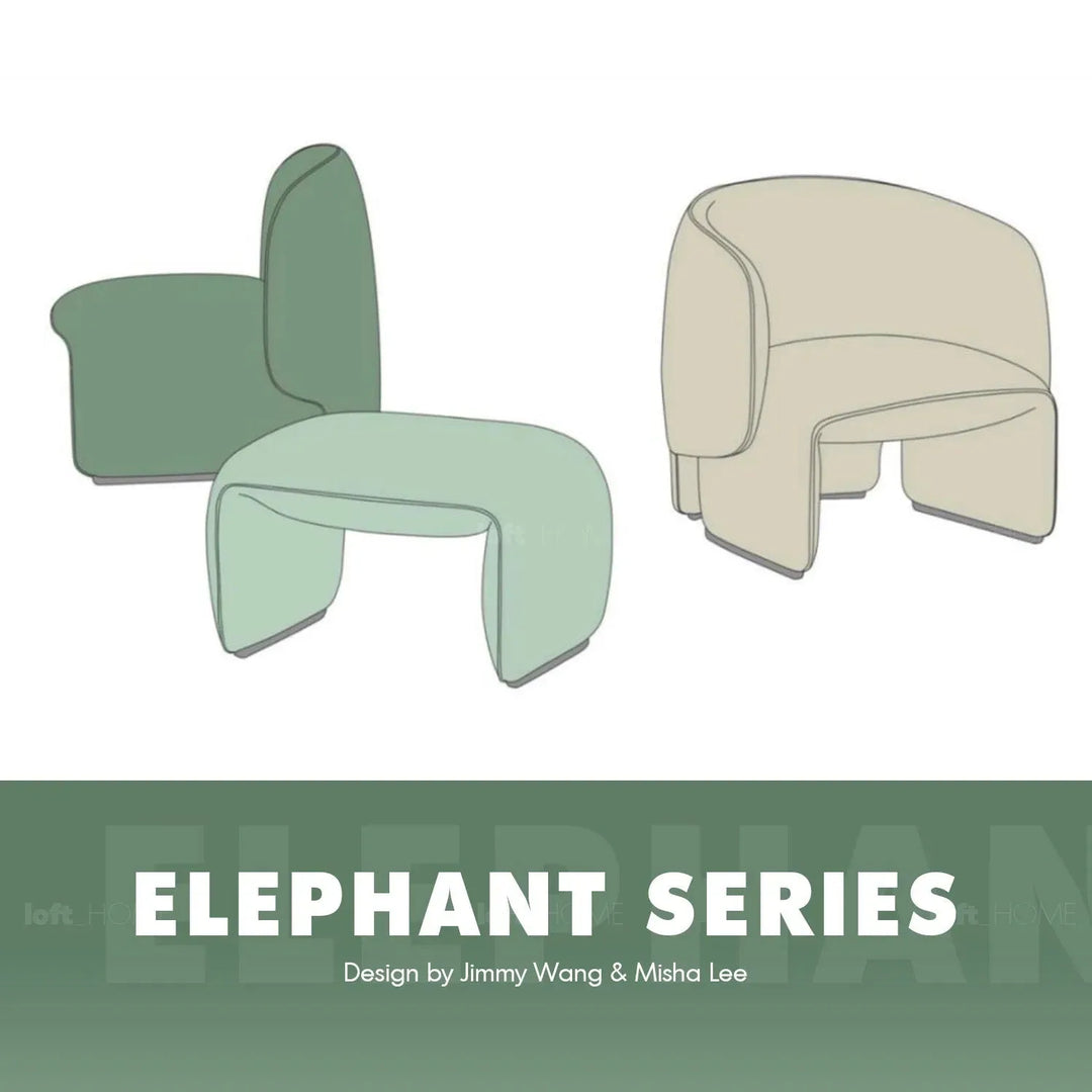 Minimalist mixed weave fabric 1 seater sofa elephant in real life style.