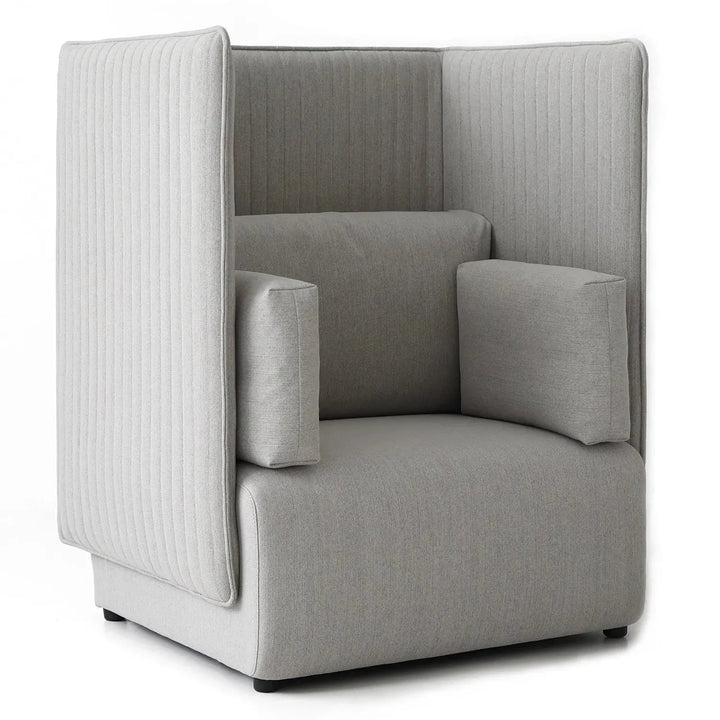 Minimalist mixed weave fabric 1 seater sofa multi in white background.