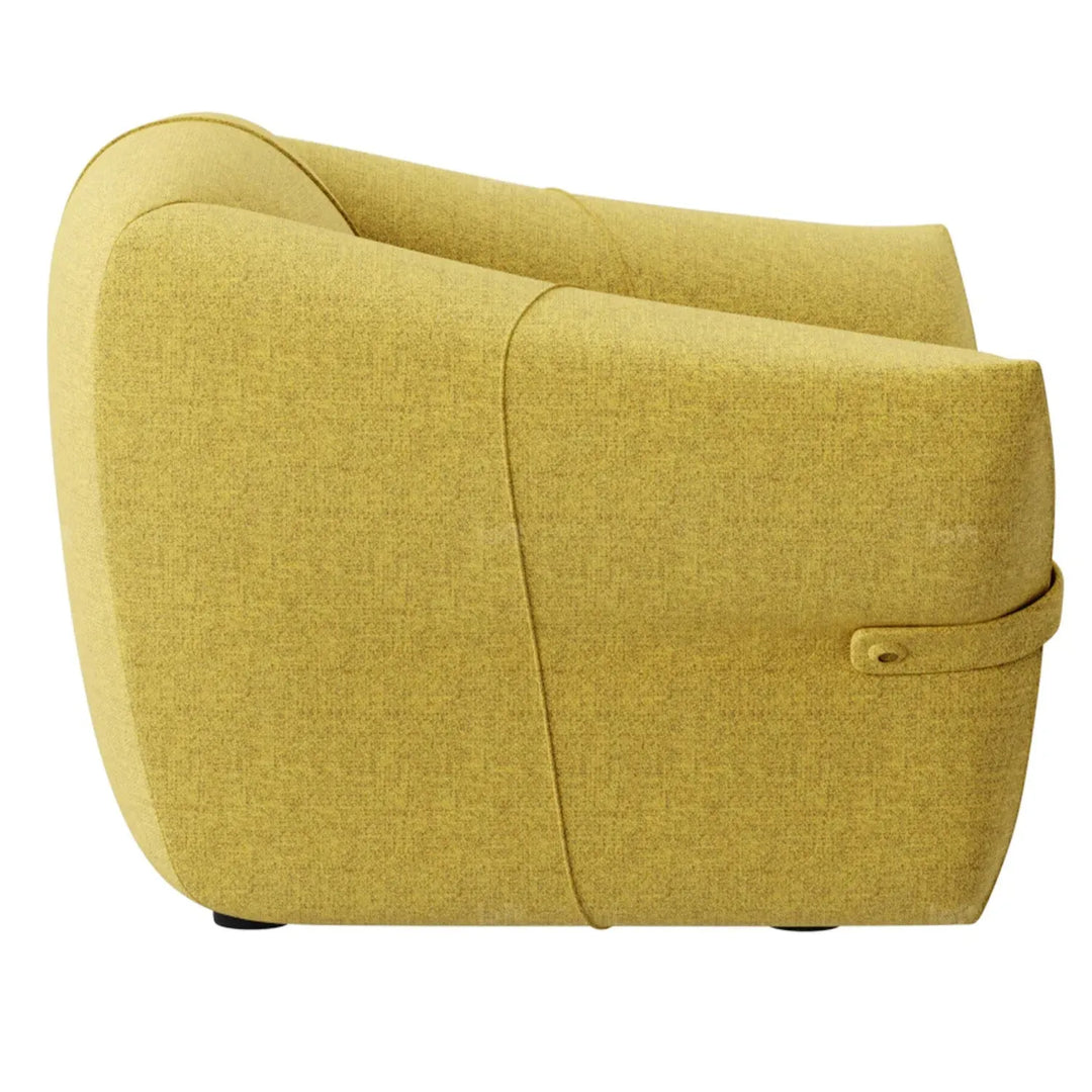 Minimalist mixed weave fabric 1 seater sofa petals detail 2.