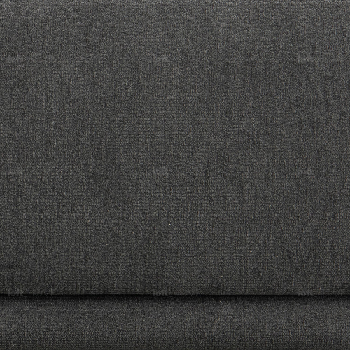 Minimalist mixed weave fabric 2 seater sofa oble in panoramic view.