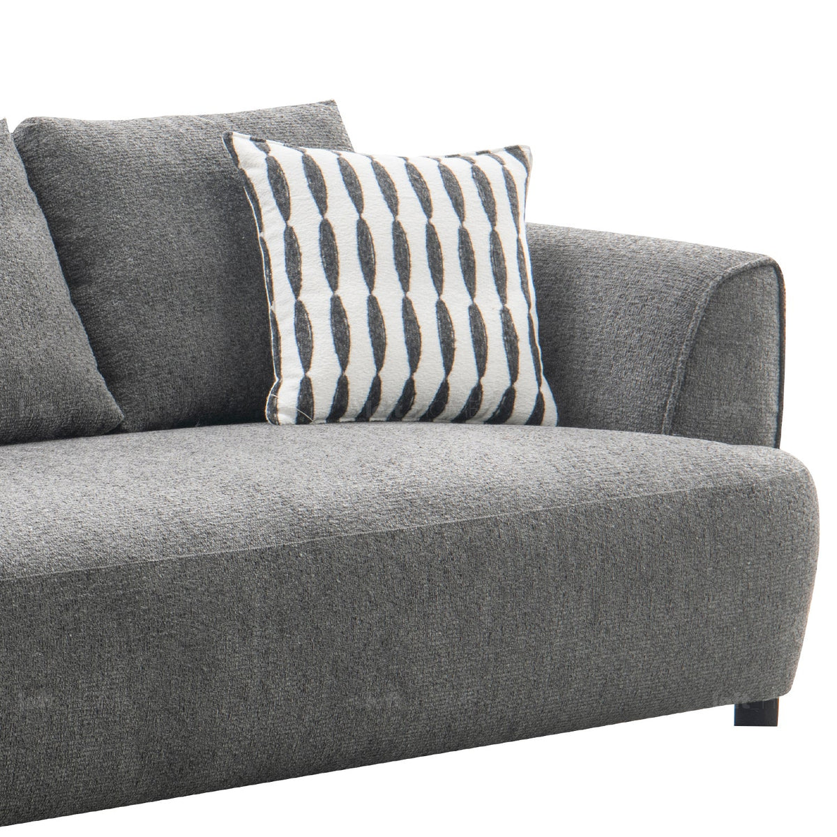 Minimalist mixed weave fabric 2 seater sofa oble with context.