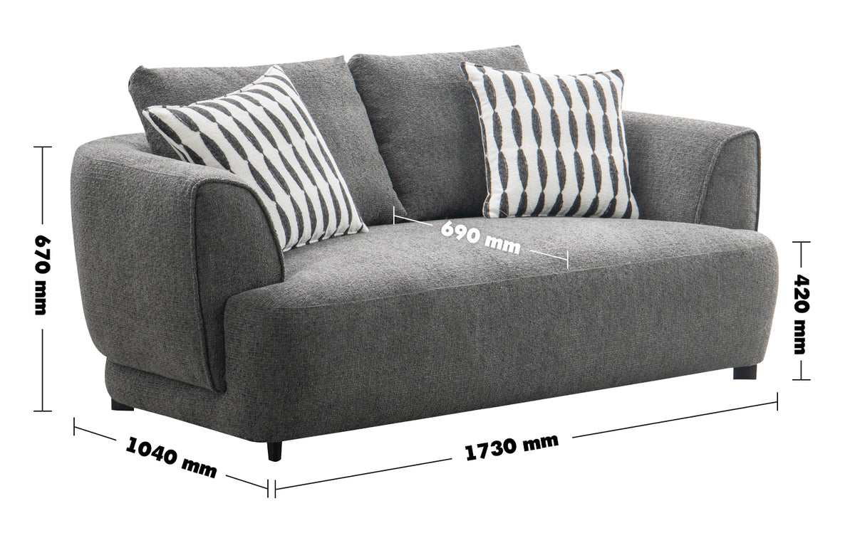 Modern Mixed Weave Fabric 2 Seater Sofa OBLE Size Chart