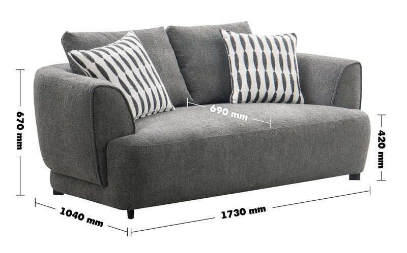 Modern Mixed Weave Fabric 2 Seater Sofa OBLE Size Chart