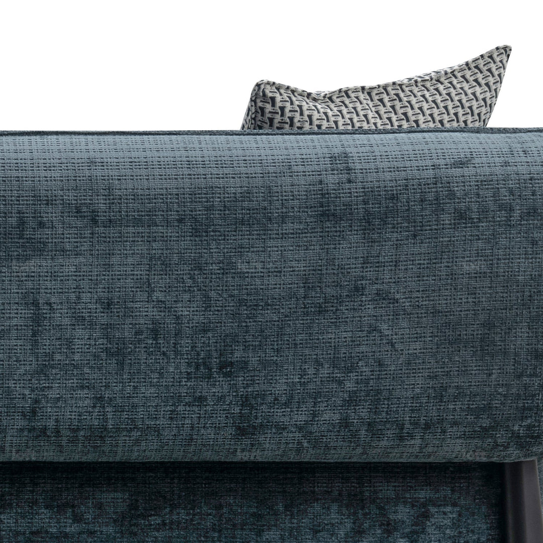 Minimalist mixed weave fabric 3 seater sofa nep in close up details.