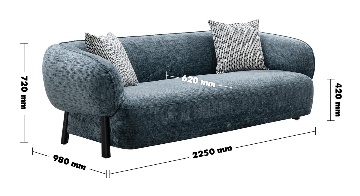 Modern Mixed Weave Fabric 3 Seater Sofa NEP Size Chart