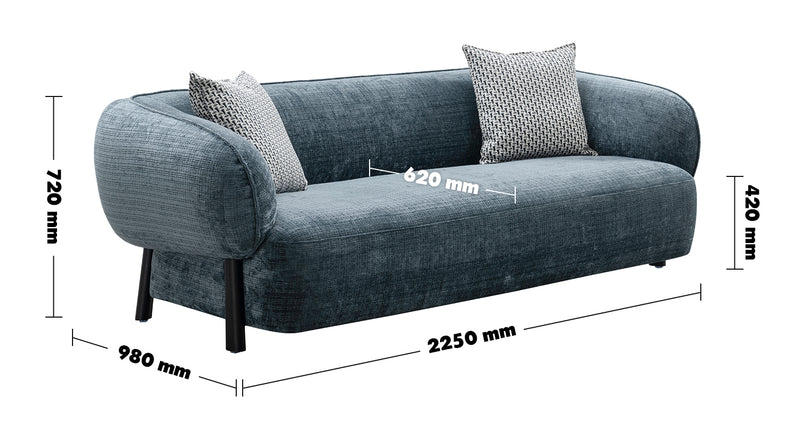 Modern Mixed Weave Fabric 3 Seater Sofa NEP Size Chart