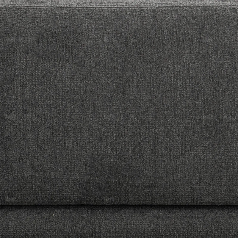Modern mixed weave fabric 3 seater sofa oble in panoramic view.