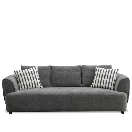 Modern mixed weave fabric 3 seater sofa oble in white background.