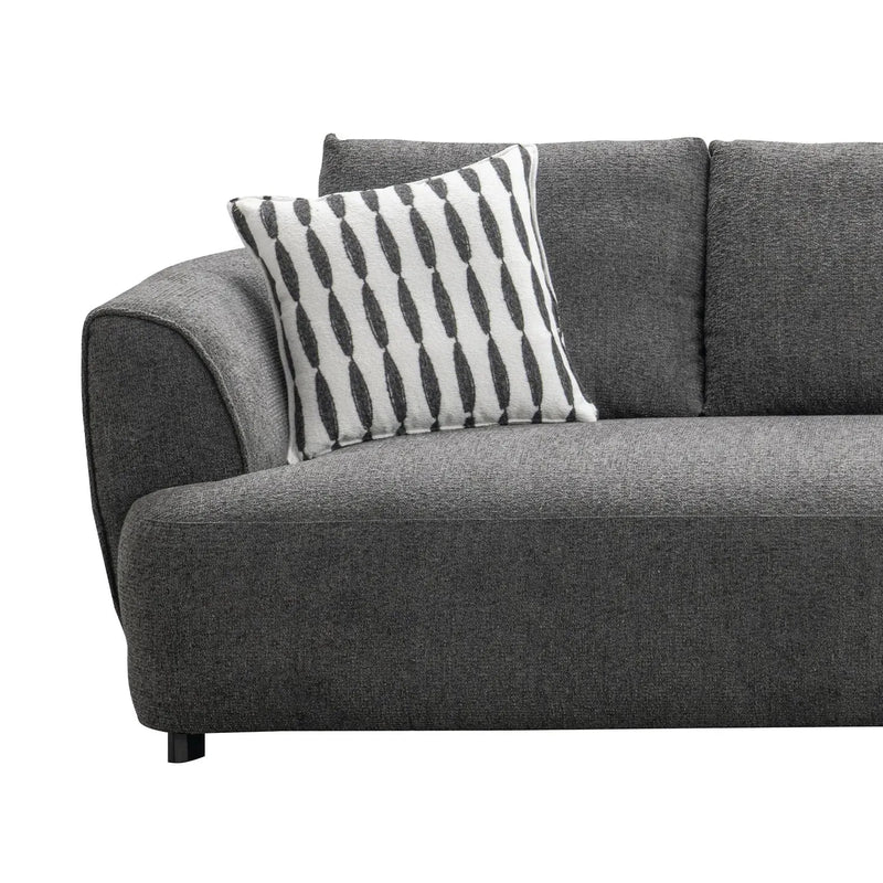 Modern mixed weave fabric 3 seater sofa oble material variants.
