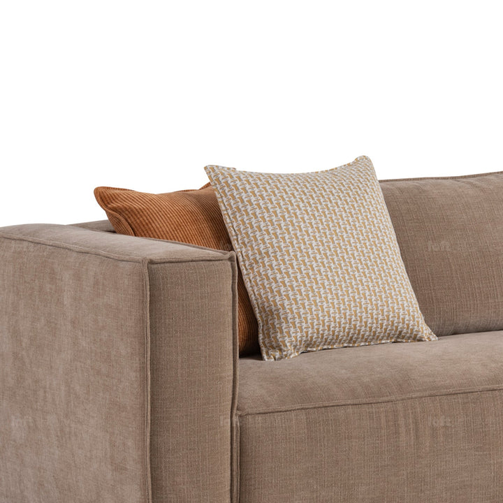 Minimalist mixed weave fabric 4 seater sofa cyus in real life style.