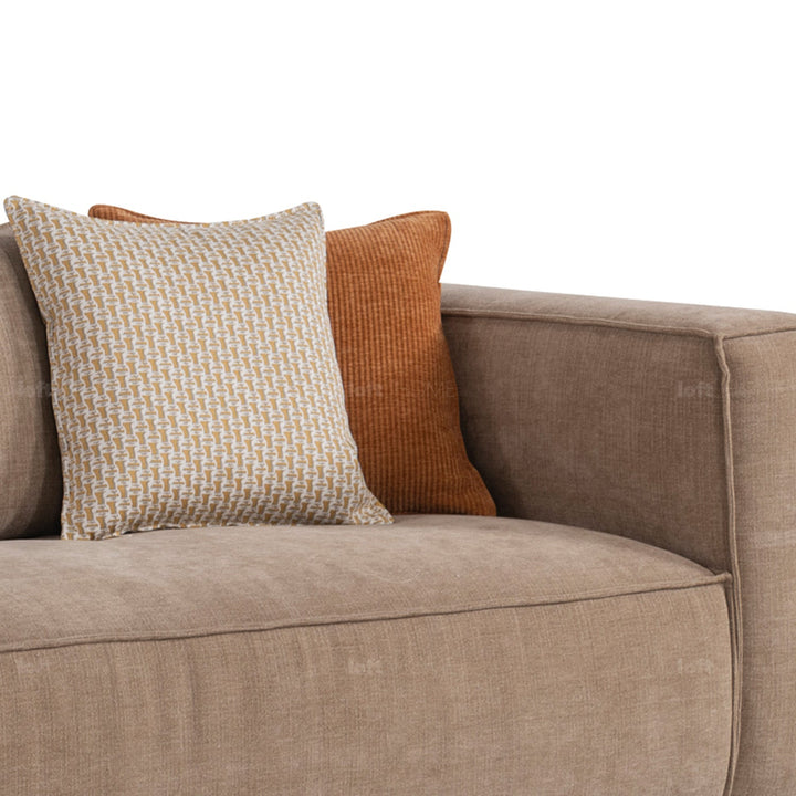 Minimalist mixed weave fabric 4 seater sofa cyus with context.