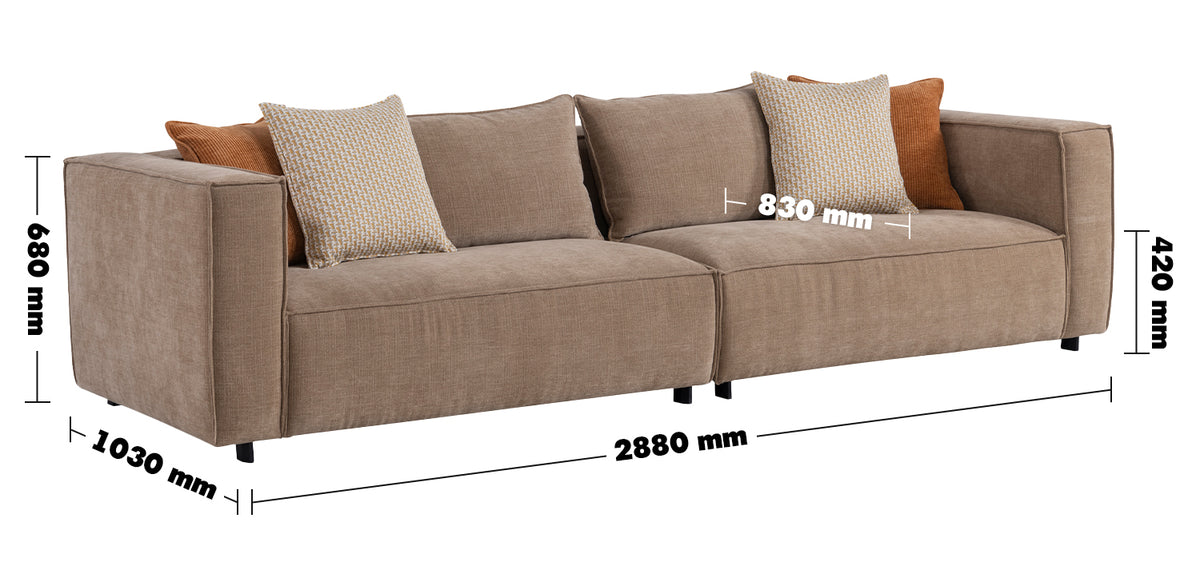 Minimalist Mixed Weave Fabric 4 Seater Sofa CYUS Size Chart