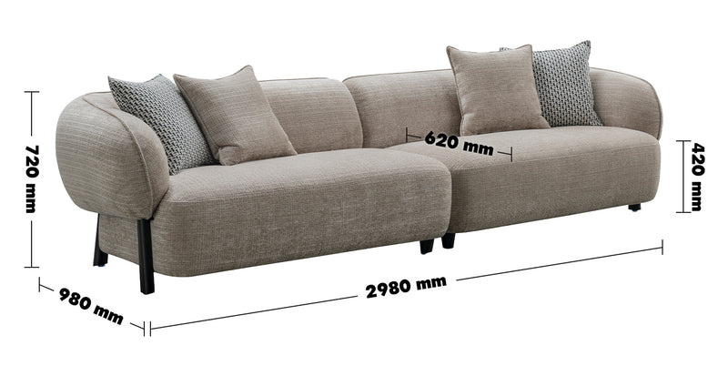 Modern Mixed Weave Fabric 4 Seater Sofa ENSE Size Chart