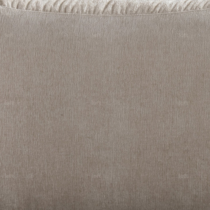 Minimalist mixed weave fabric 4 seater sofa nest in close up details.