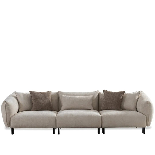 Modern mixed weave fabric 4 seater sofa nest in white background.