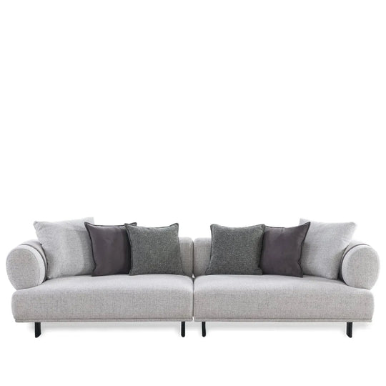 Modern mixed weave fabric 4 seater sofa divan in white background.
