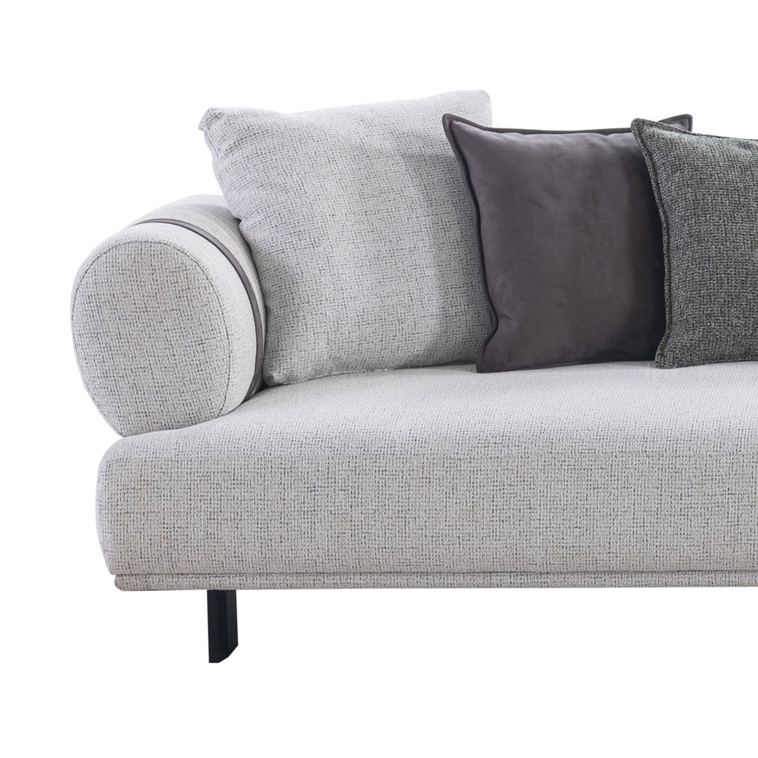 Minimalist mixed weave fabric 4.5 seater sofa divan material variants.