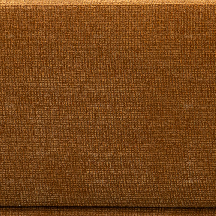 Minimalist mixed weave fabric 4.5 seater sofa elegant in panoramic view.