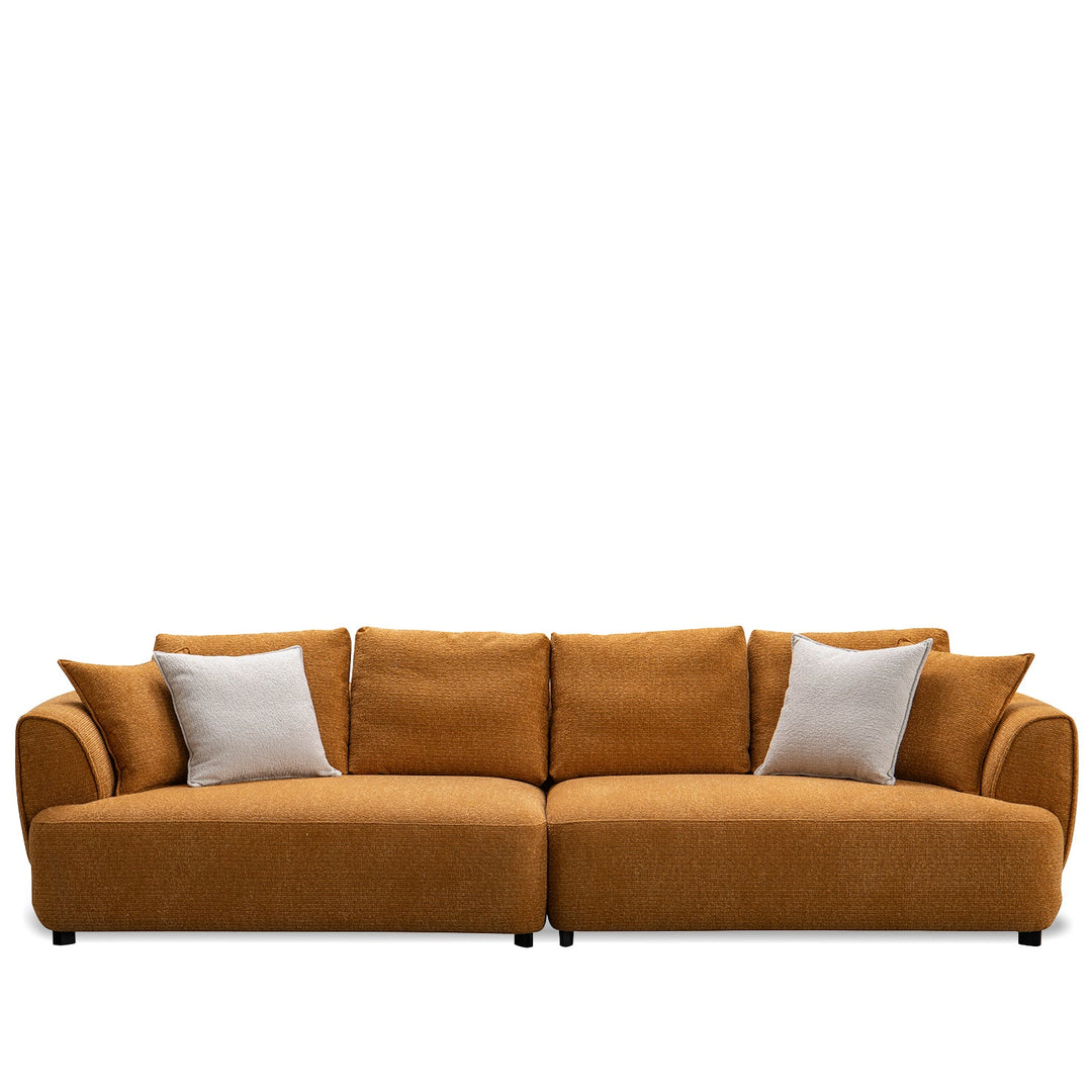 Minimalist mixed weave fabric 4.5 seater sofa elegant in white background.