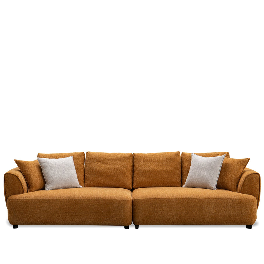 Minimalist mixed weave fabric 4.5 seater sofa elegant in white background.