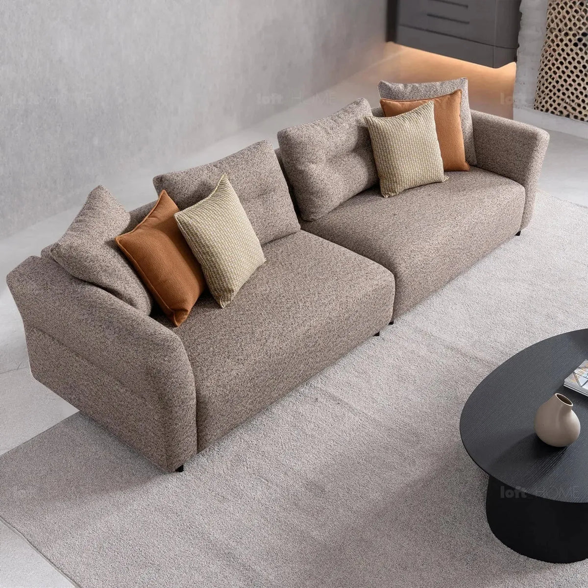 Minimalist mixed weave fabric 4 seater sofa glider environmental situation.