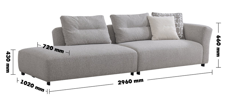 Minimalist Mixed Weave Fabric 4 Seater Sofa SANCTUARY Size Chart