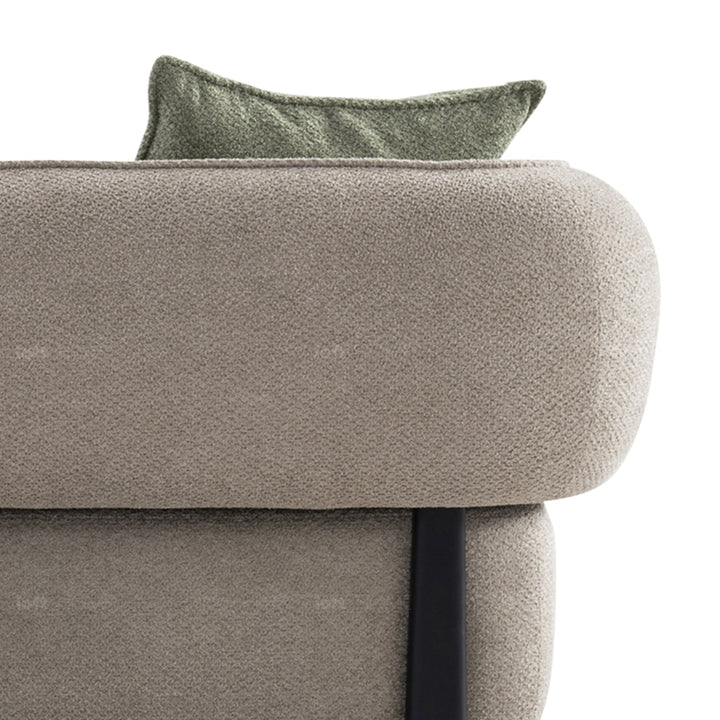 Minimalist mixed weave fabric 4.5 seater sofa vista in panoramic view.
