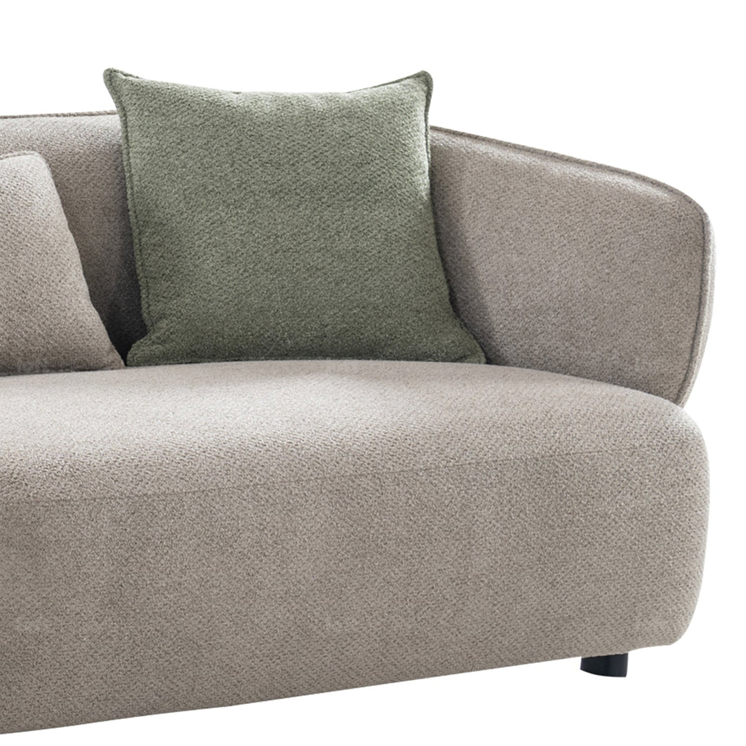 Minimalist mixed weave fabric 4.5 seater sofa vista in details.