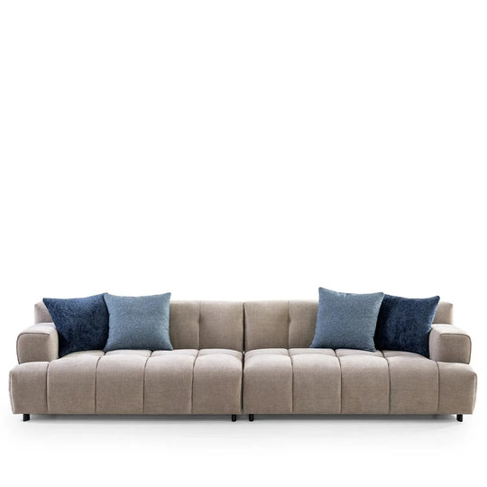 Modern mixed weave fabric 7 seater sofa luna in white background.