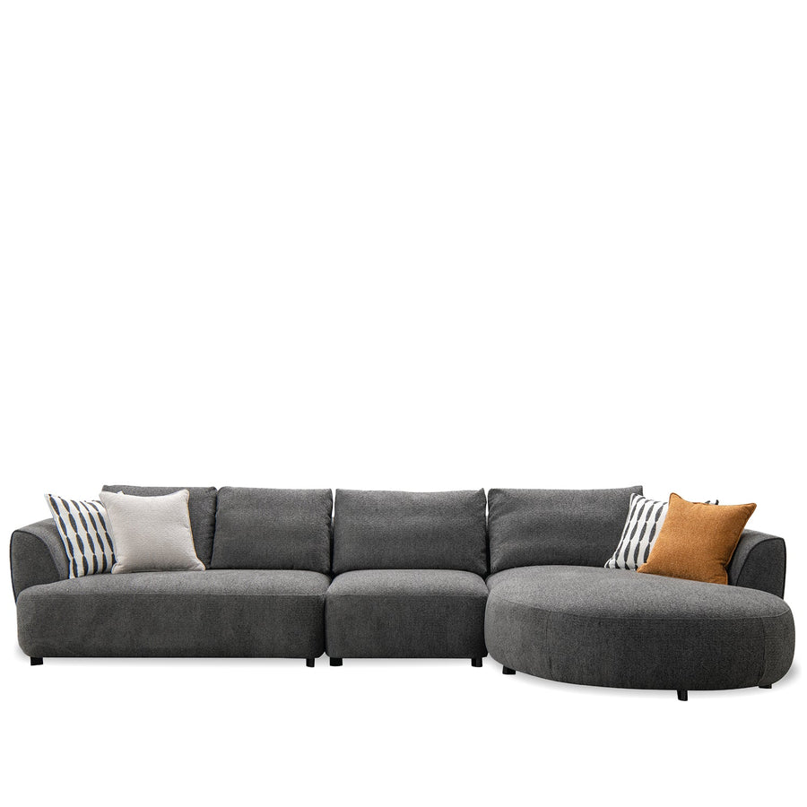 Minimalist mixed weave fabric l shape sectional sofa asce 4+l in white background.