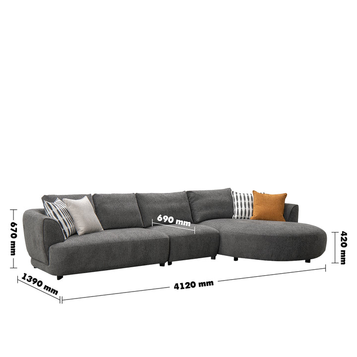Minimalist Mixed Weave Fabric L Shape Sectional Sofa ASCE 4+L