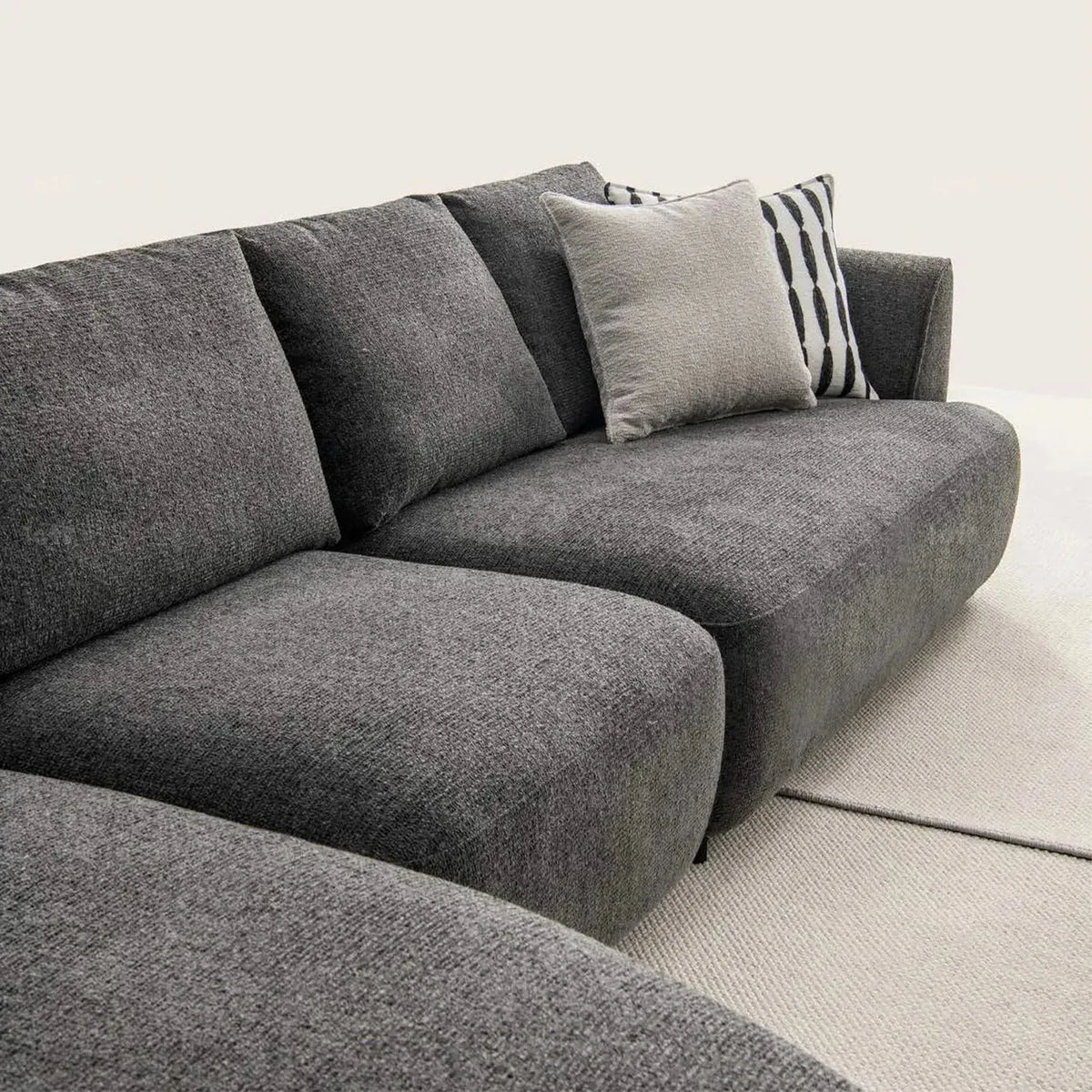 Modern mixed weave fabric l shape sectional sofa asce 4+l material variants.