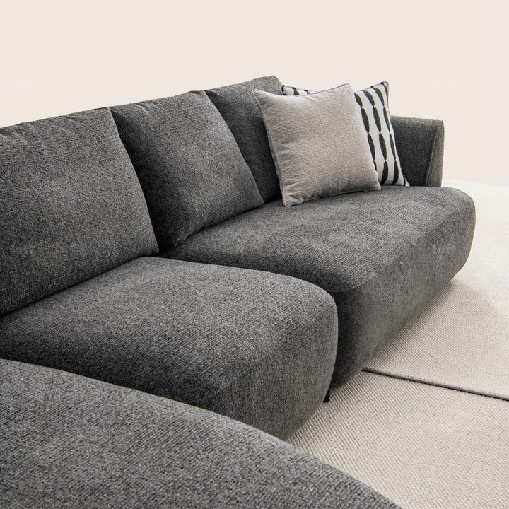 Minimalist mixed weave fabric l shape sectional sofa asce 4+l material variants.