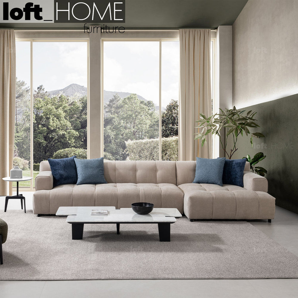 Minimalist mixed weave fabric l shape sectional sofa luna 3+l primary product view.