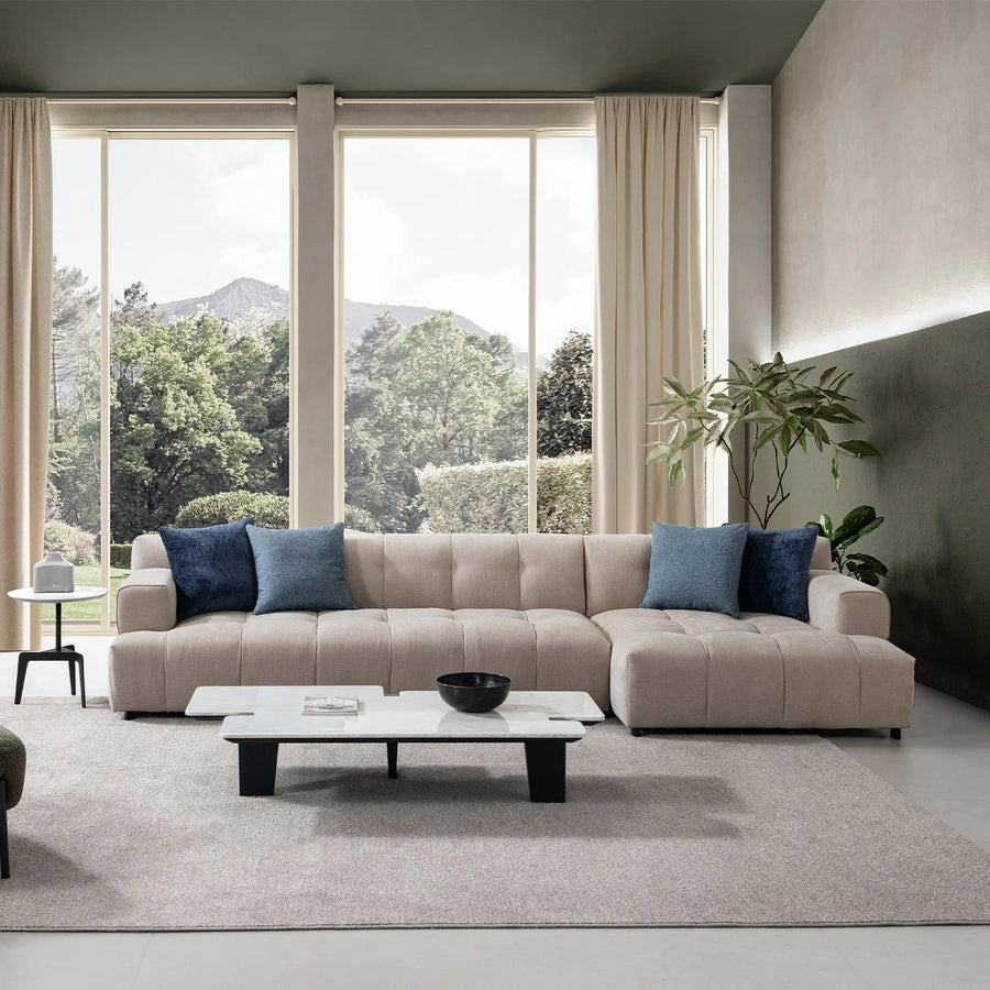 Minimalist mixed weave fabric l shape sectional sofa luna 3+l primary product view.