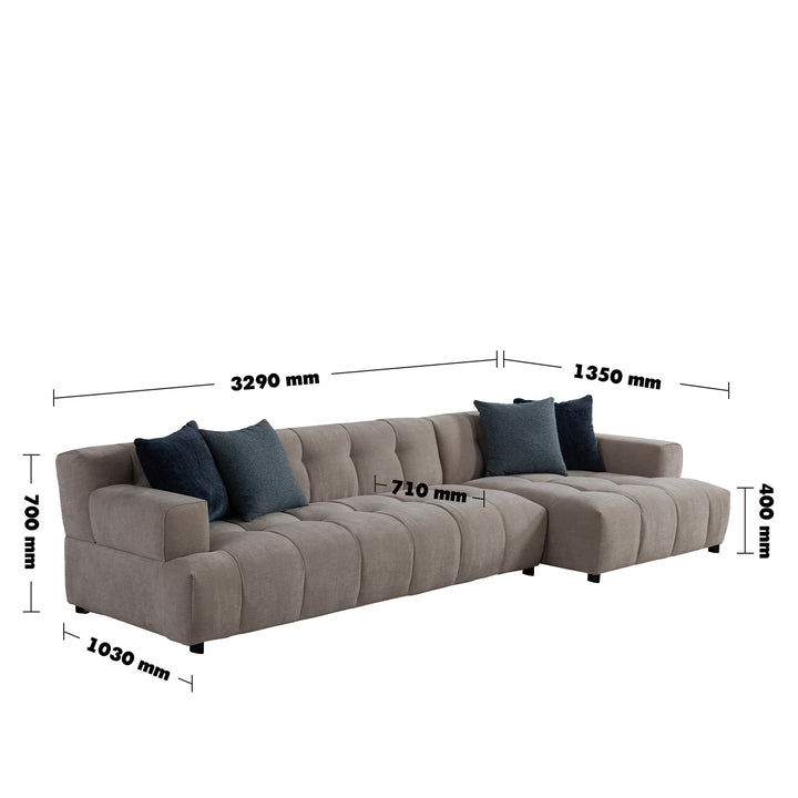 Minimalist Mixed Weave Fabric L Shape Sectional Sofa LUNA 3+L