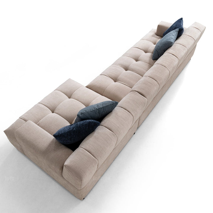 Minimalist mixed weave fabric l shape sectional sofa luna 3+l material variants.