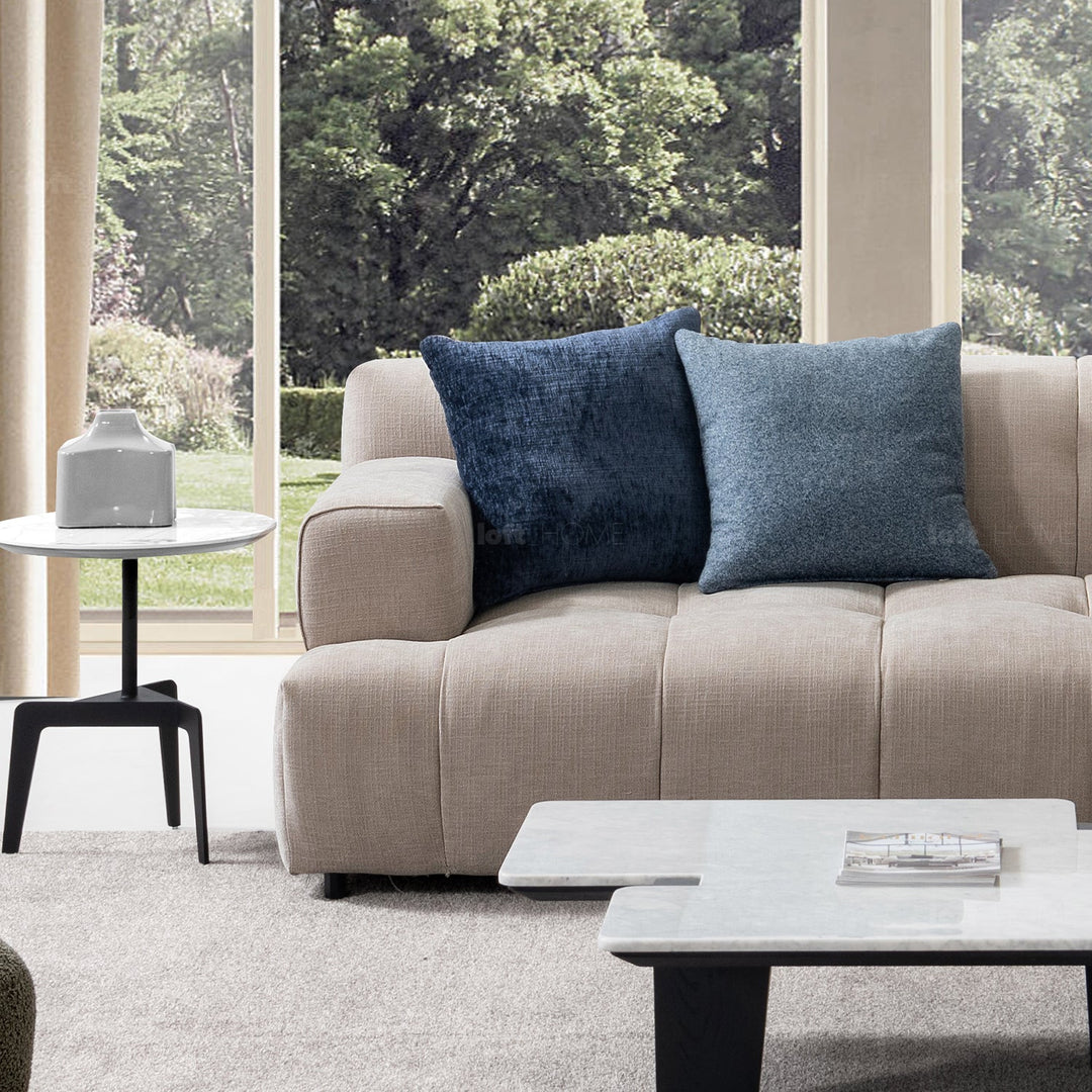 Minimalist mixed weave fabric l shape sectional sofa luna 3+l in details.