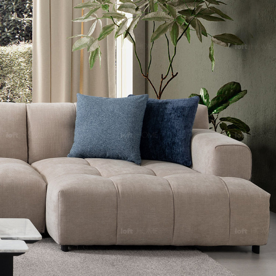 Minimalist mixed weave fabric l shape sectional sofa luna 3+l in close up details.
