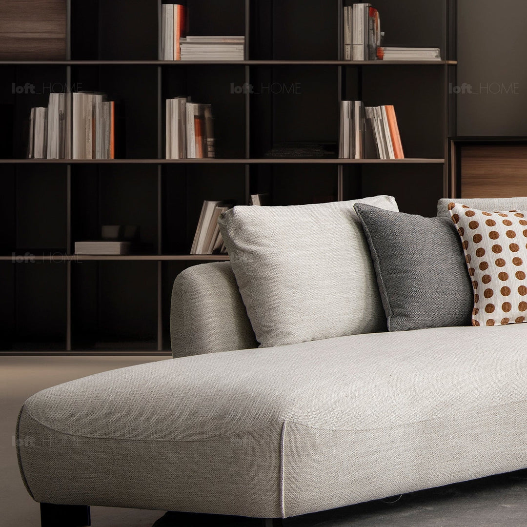 Minimalist mixed weave fabric l shape sectional sofa refuge 4+l in still life.