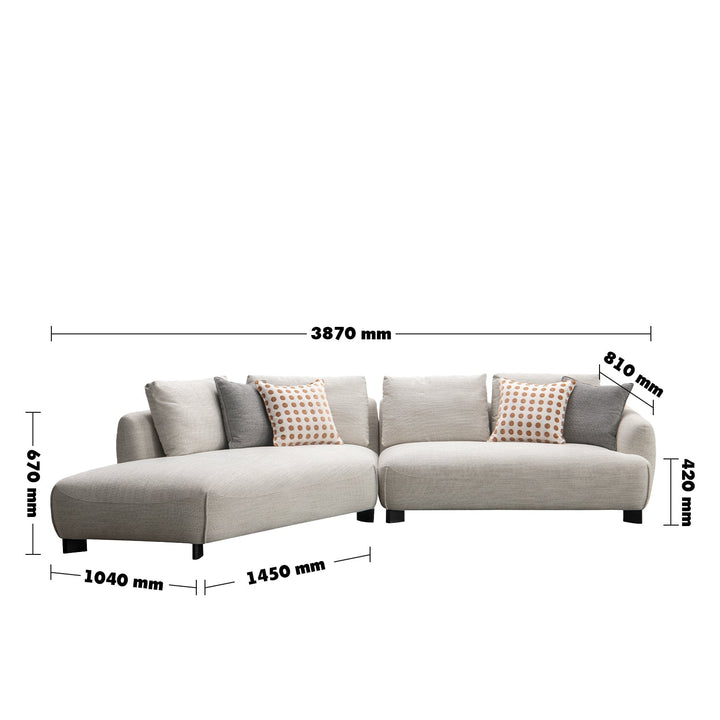Minimalist mixed weave fabric l shape sectional sofa refuge 4+l size charts.