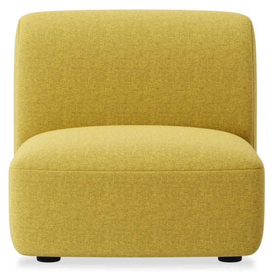 Modern mixed weave fabric modular armless 1 seater sofa petals in white background.