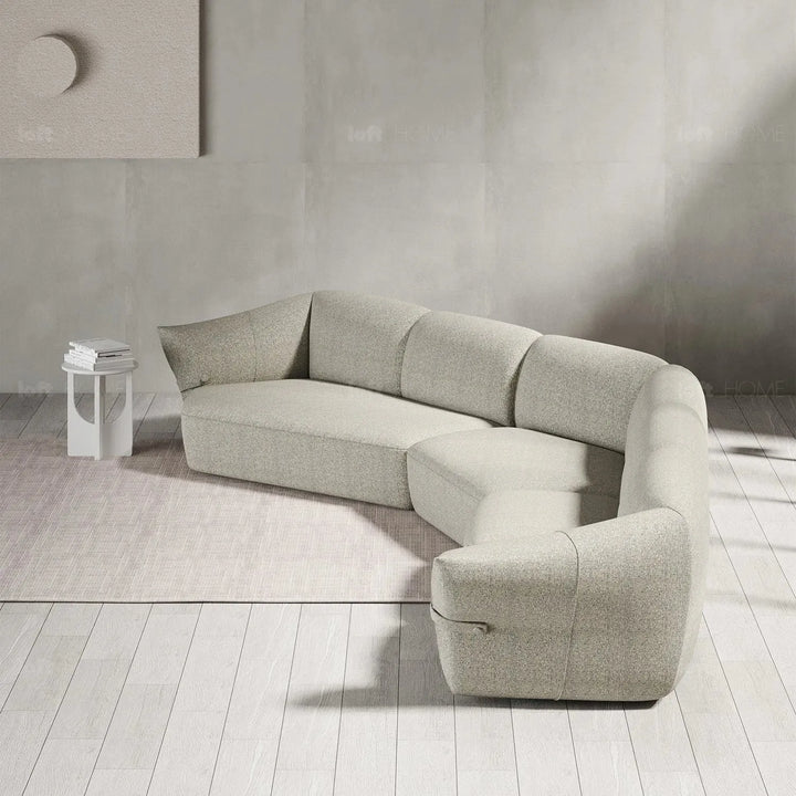 Minimalist mixed weave fabric modular armless 1 seater sofa petals layered structure.