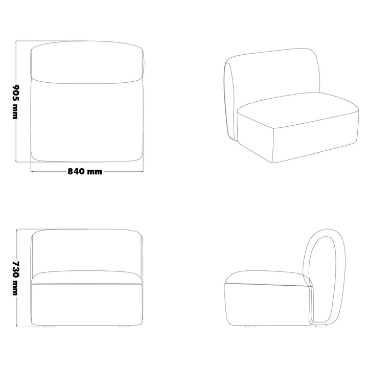 Minimalist mixed weave fabric modular armless 1 seater sofa petals size charts.